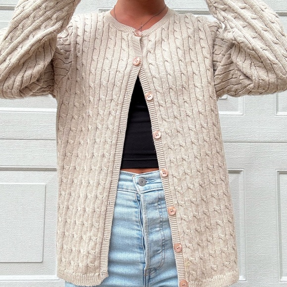 Alfred Dunner Tan Vintage Cardigan Sz PXL - Picture 1 of 4